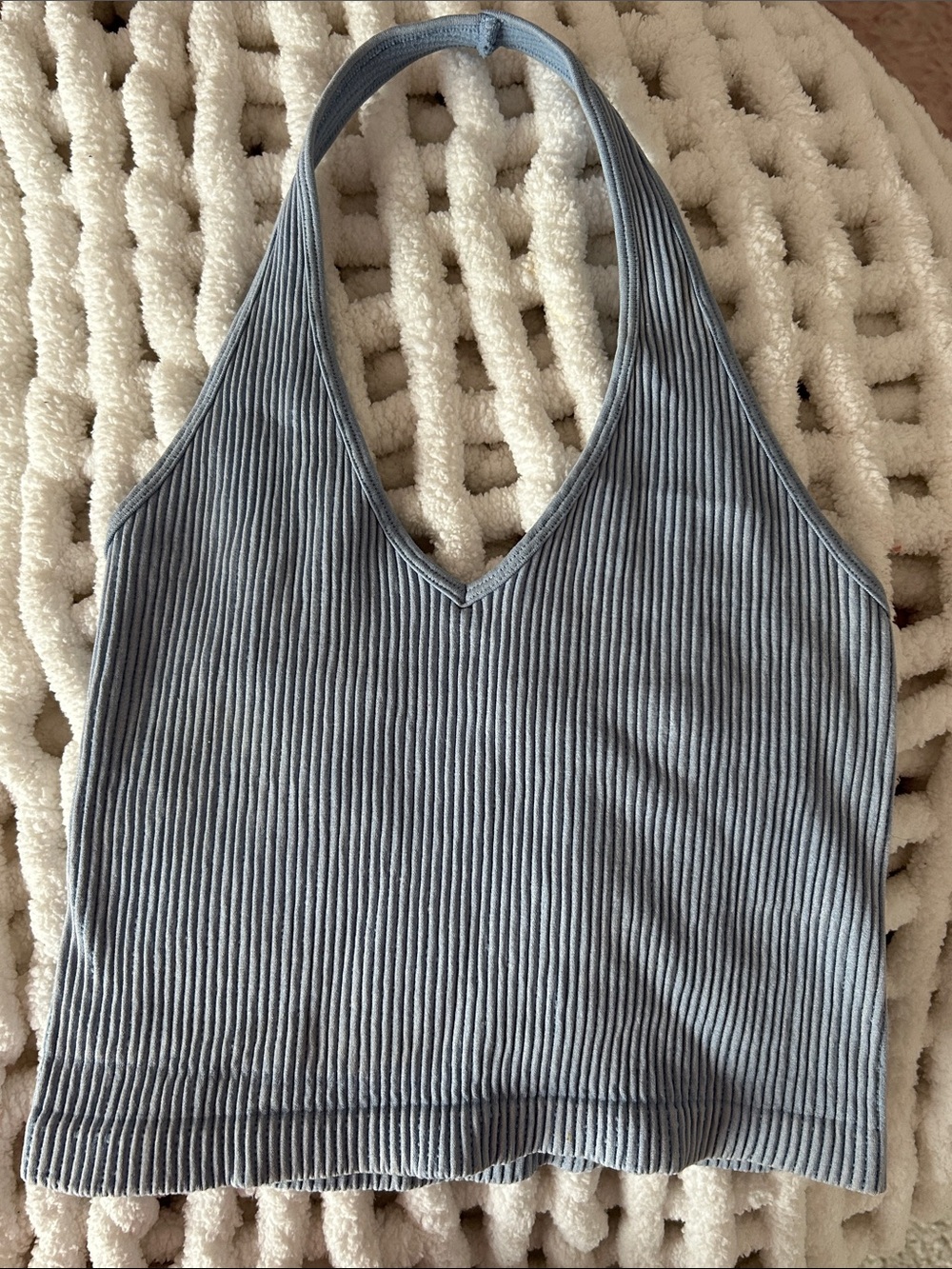 ribbed halter crop top light dusty blue